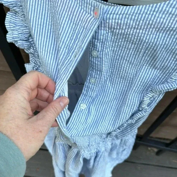 Biden eyelet blue and white striped dress size 13-14Y - Picture 3 of 5